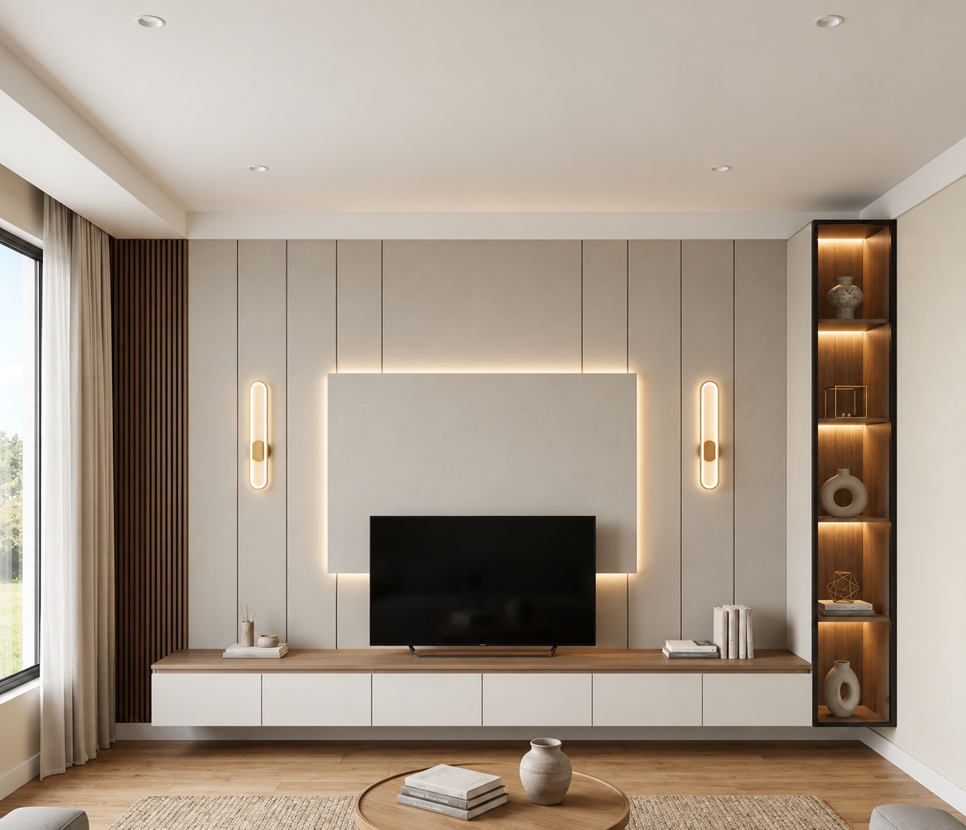 Modelo Aura — painel de televisão iluminado